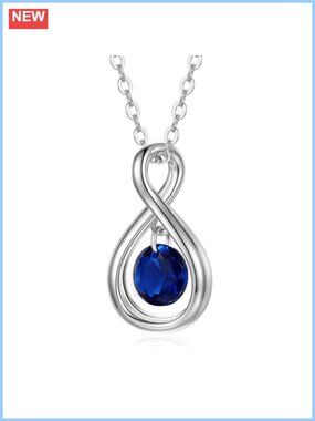 Sterling Silver Birthstone Necklace Women Infinity Pendant Adjustable